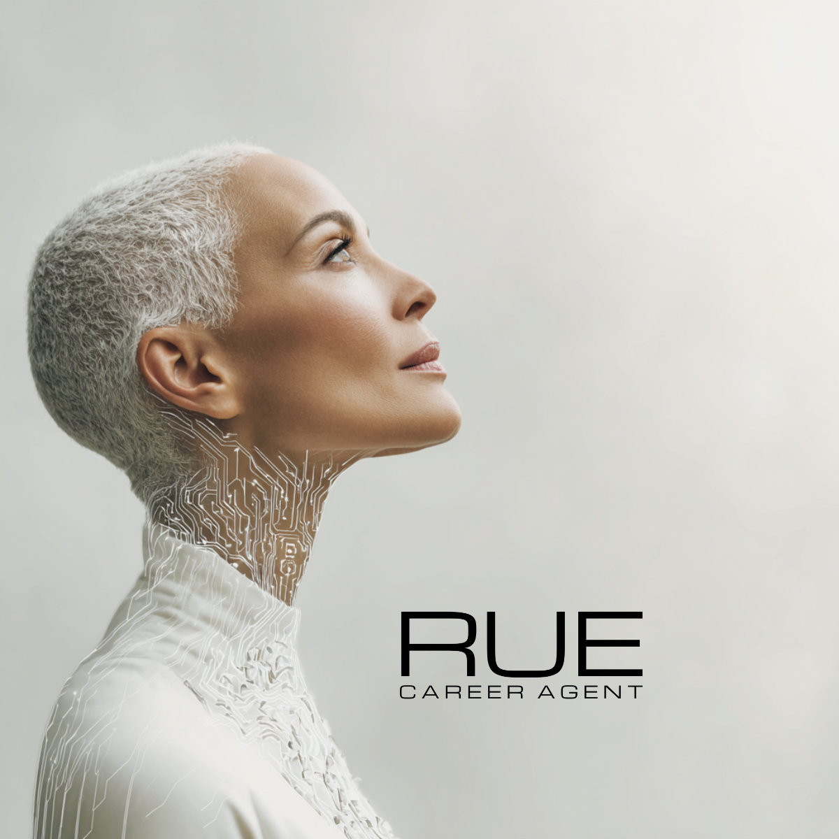 Rue Career Agent — career-coach register, light portrait